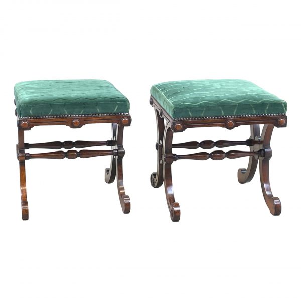 19th Century Pair Of Rosewood X Frame Stools