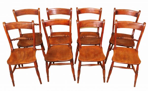 Set Of 8 19th Century Kitchen Dining Chairs