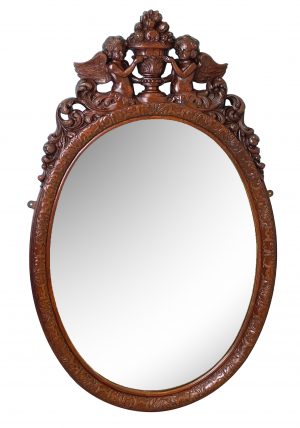 Carolean Style Oval Oak Wall Mirror
