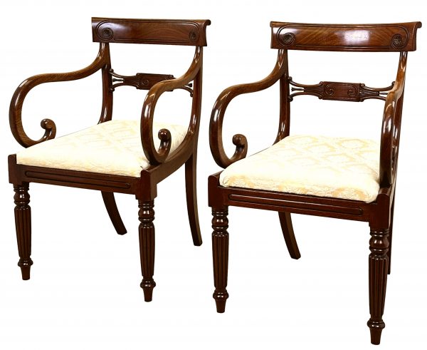 Pair Of Regency Mahogany Carver Armchairs