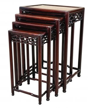 Oriental Hardwood Nest Of Four Coffee Tables