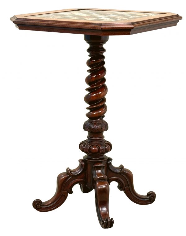 Victorian Walnut & Specimen Marble Chess Table