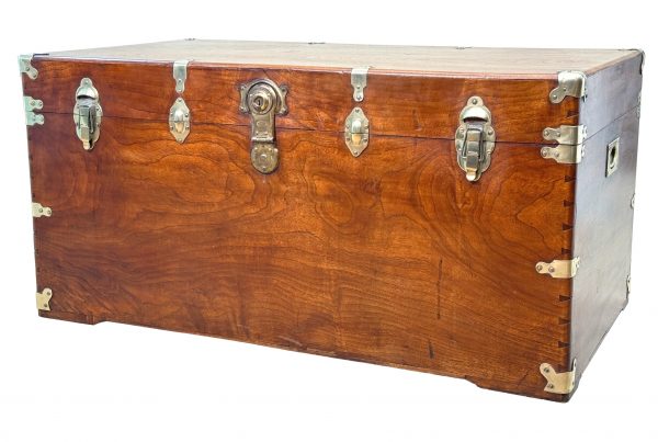 Large 19th Century American Military Camphor Campaign Trunk