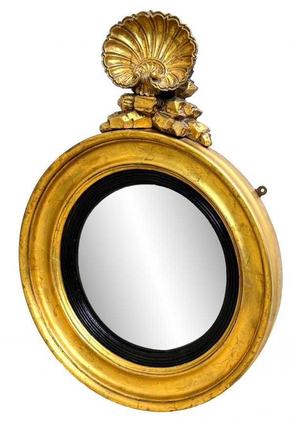 Regency Circular Gilt & Gesso Small Convex Mirror