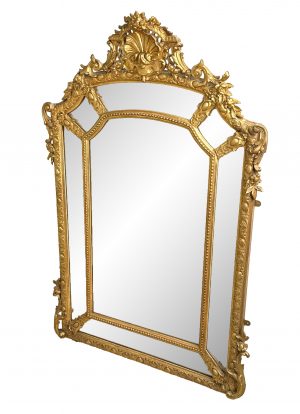 Large French 19th Century Gilt Marginal Plate Overmantle Mirror
