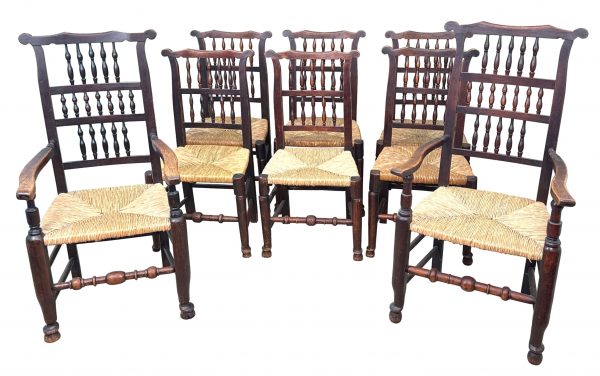 Set Of 8 Georgian Spindleback Kitchen Dining Chairs