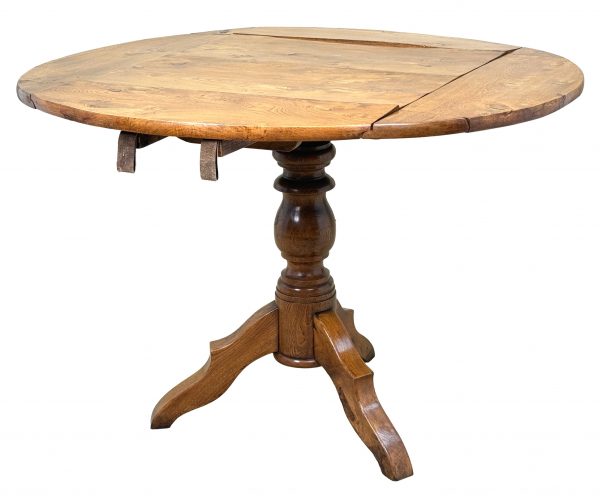 Rare 19th Century French Provincial Elm Dropleaf Centre Table