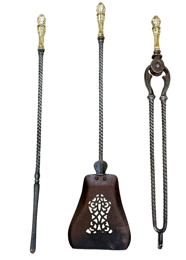 Regency 19th Century Brass, Ormolu And Steel Fire Tools