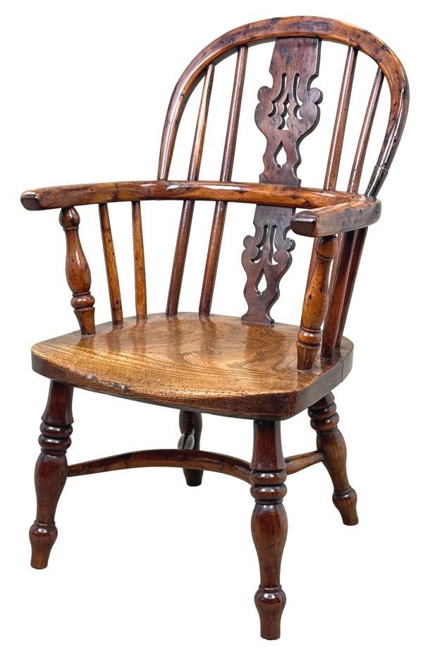 Yew Wood Antique Childs Windsor Armchair