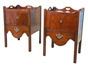 Matched Pair Of Georgian Mahogany Bedside Night Tables