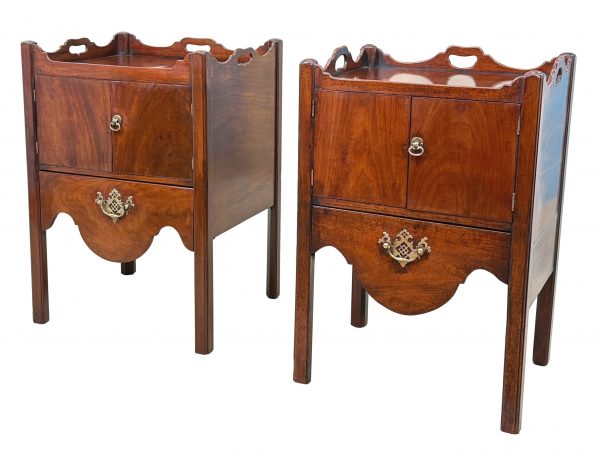 Matched Pair Of Georgian Mahogany Bedside Night Tables