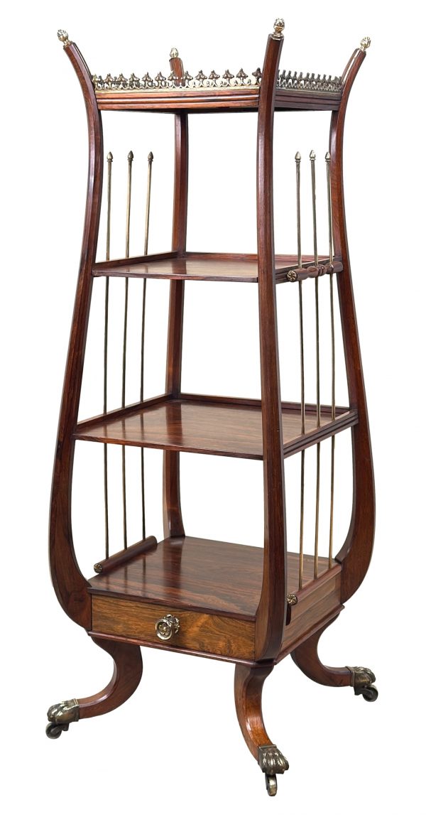 Rare Regency Rosewood & Brass Whatnot