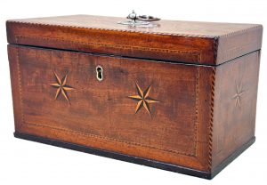 Georgian 18th Century Mahogany Star Inlaid Tea Caddy