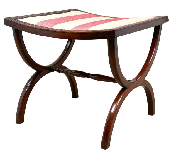 Regency Mahogany 19th Century Curule Type Stool