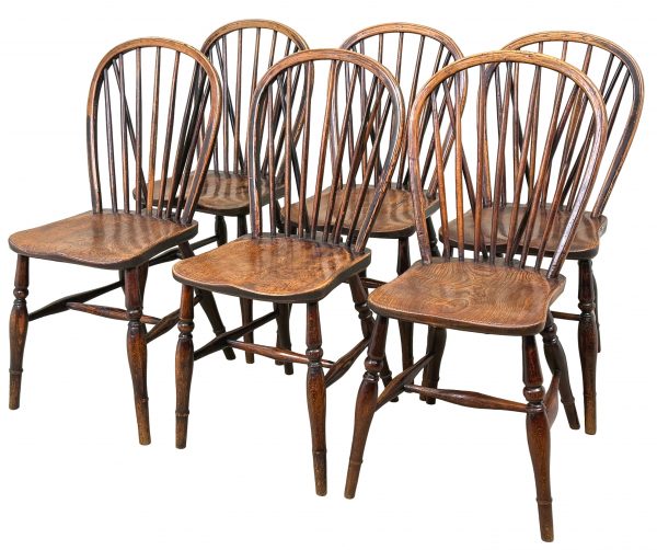 Set Of 6 19th Century Kitchen Farmhouse Dining Chairs
