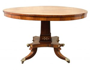 Small Regency Rosewood & Brass Inlaid Circular Centre Table