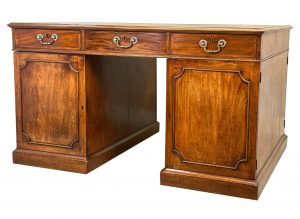 18th Century Georgian Mahogany Pedestal Partners Desk, Chippendale Period