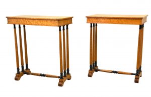 Rare Pair Of Early 18th Century Birdseye Maple Occasional Tables, Regency Period