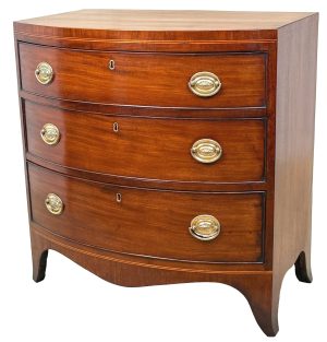 Small 18th Century Mahogany Bowfront Chest Of Drawers, English Georgian