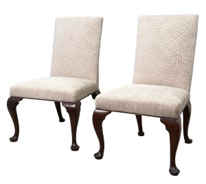 Rare Pair Of Early 18th Century Walnut & Upholstered Georgian Side Chairs