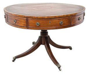 Georgian Mahogany Drum Top Library Table, English George III