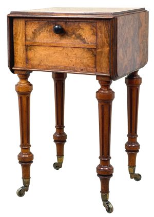 Walnut 19th Century Pembroke Table Bedside Cupboard, Stamped Gillow