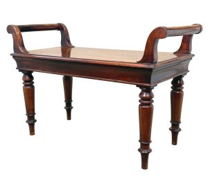 Mid 19th Century Mahogany Window Seat Hall Bench, Early Victorian