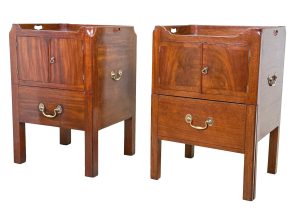 Matched Pair Of Georgian Mahogany Bedside Night Tables