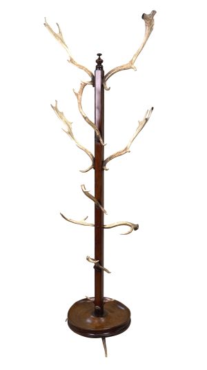 19th Century Walnut & Antler Hat & Coat Hall Stand