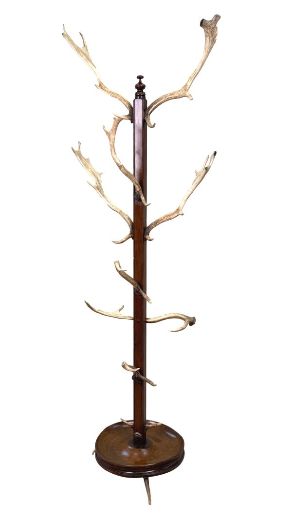 19th Century Walnut & Antler Hat & Coat Hall Stand