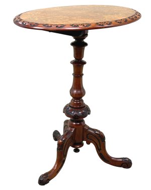 Victorian Burr Walnut Oval Occasional Lamp Table, 19th Century