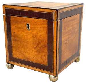 Charming 18th Century Satinwood Square Tea Caddy, George III