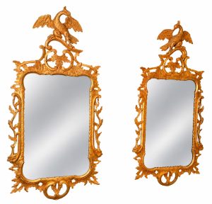 Rare Pair Of 18th Century Chippendale Period Rococo Giltwood Wall Mirrors
